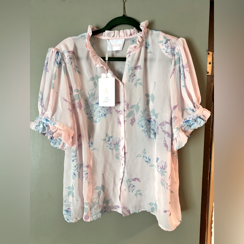 Selkie Bistro Blouse. Opaque/Sheer.  New with tags.  Pretty and feminine!
